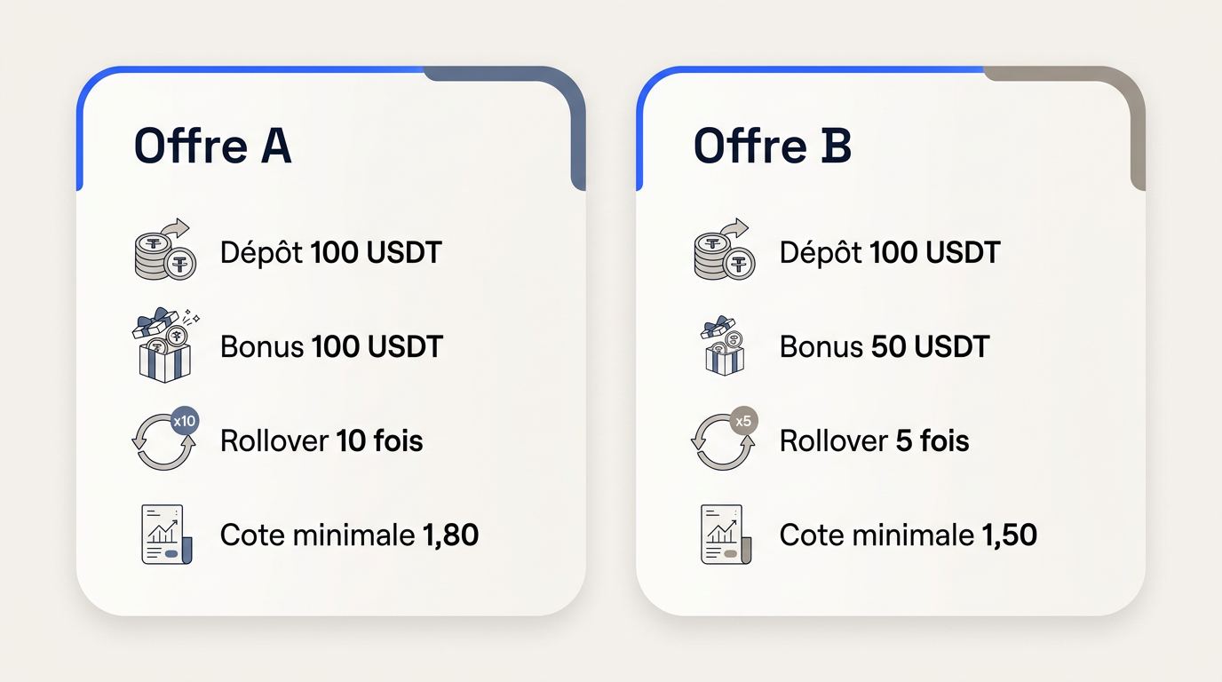 Comparaison de deux offres de bonus crypto